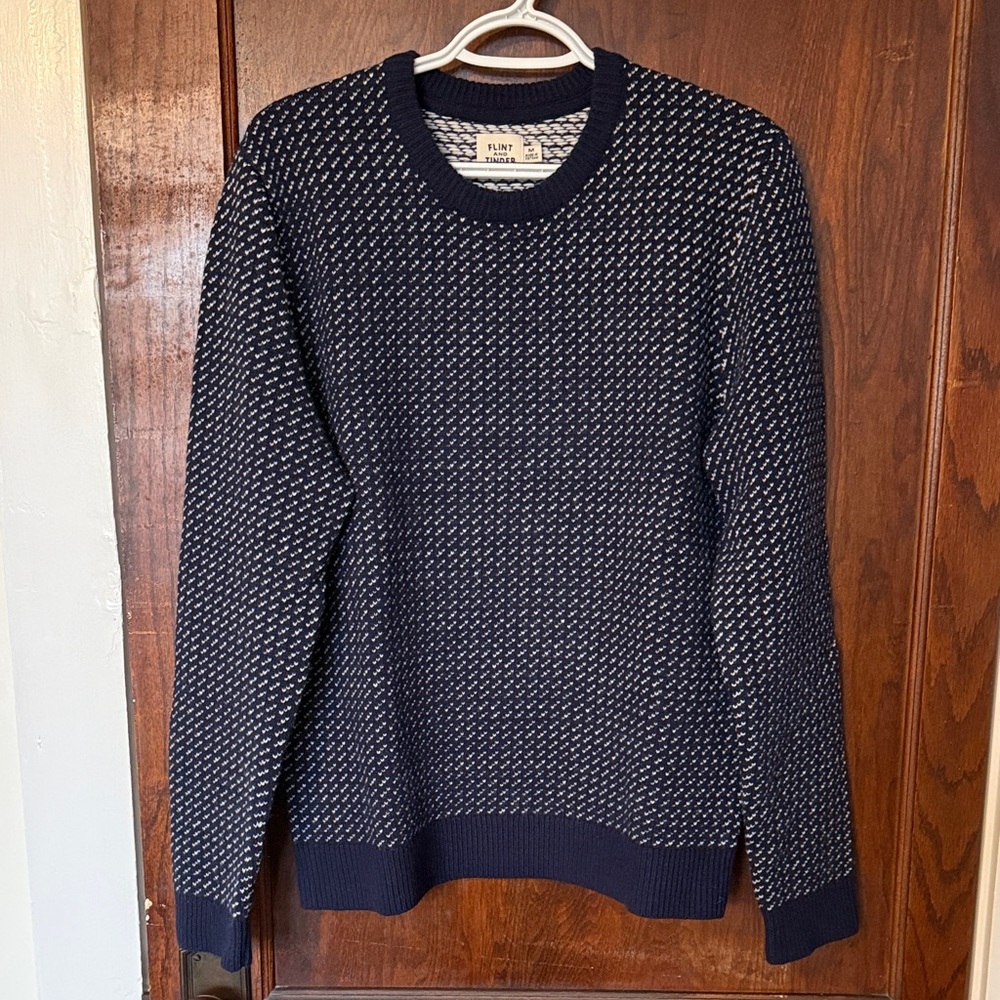 Huckberry Navy and White Fleck Crewneck Sweater